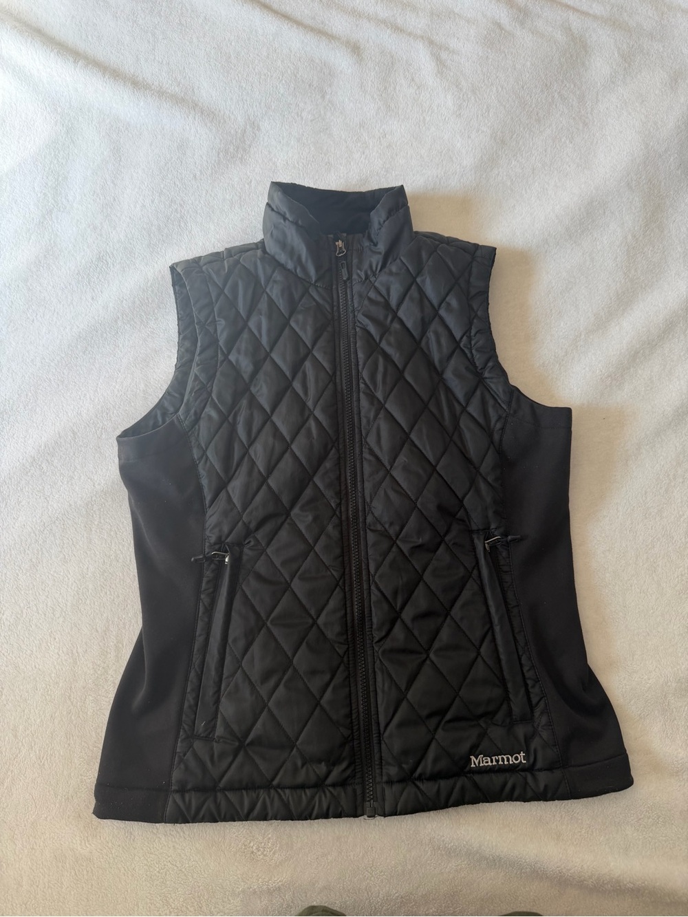 Marmot Black Quilted Women's Vest with Side Panels
